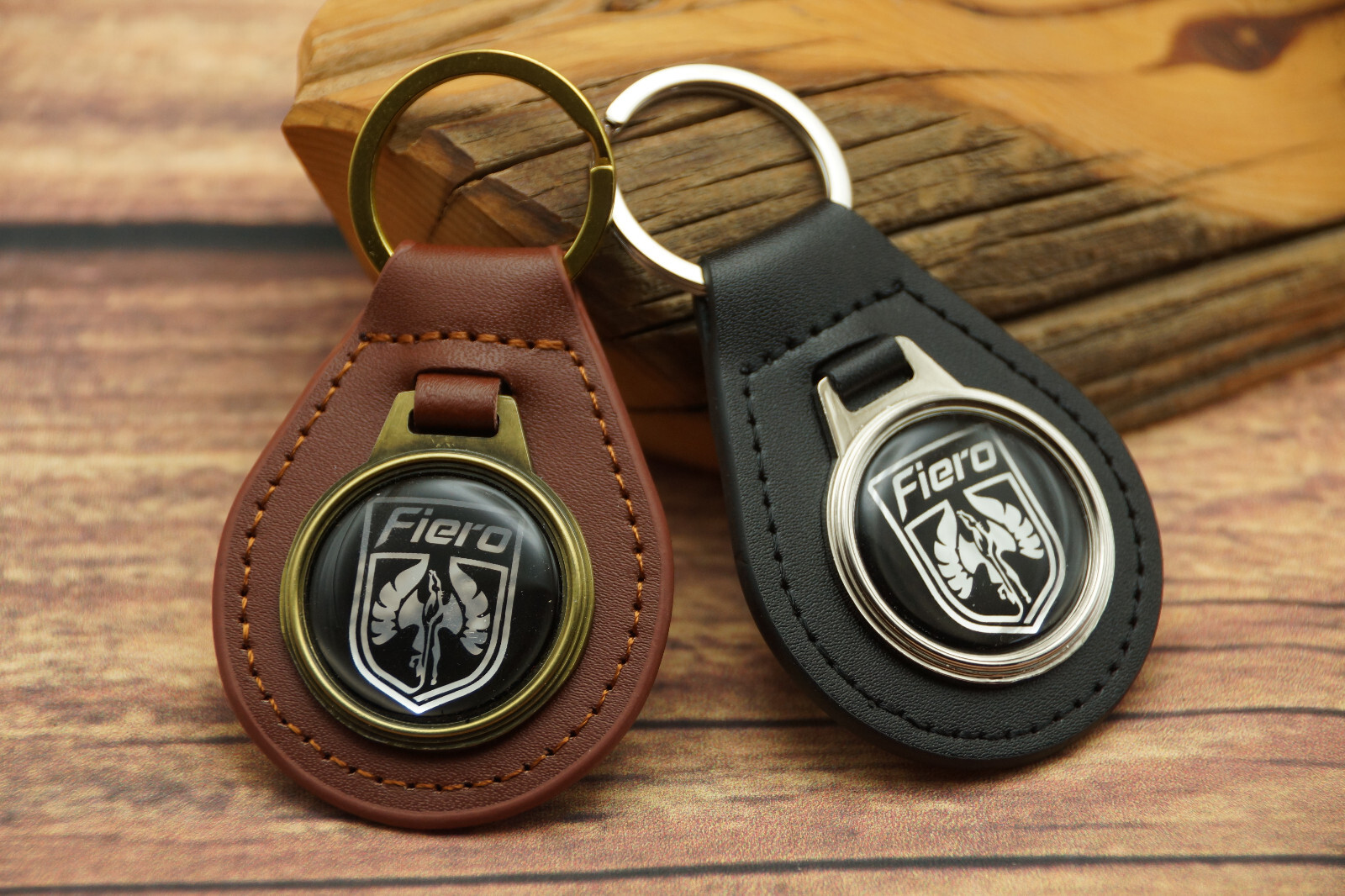 NEW VINTAGE AUTO PONTIAC FIERO CAR GENUINE LEATHER KEY FOB CHAIN RING Automotive