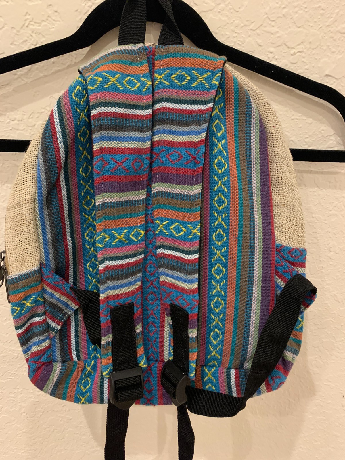 Handmade Nepali Himalayan Hemp Woven Backpack – Skull & Rose Design – Boho Style