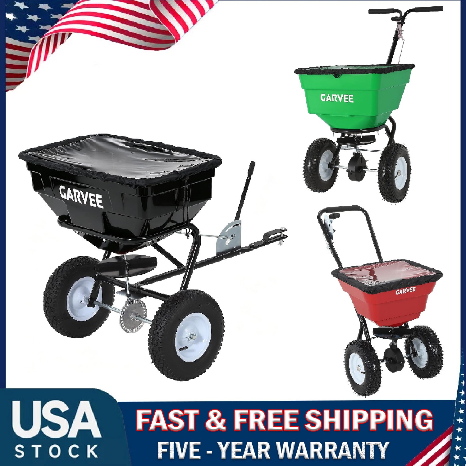 Push Broadcast Spreader 80/100/125 LBS Walk Behind Lawn Spreader Adjustable Flow