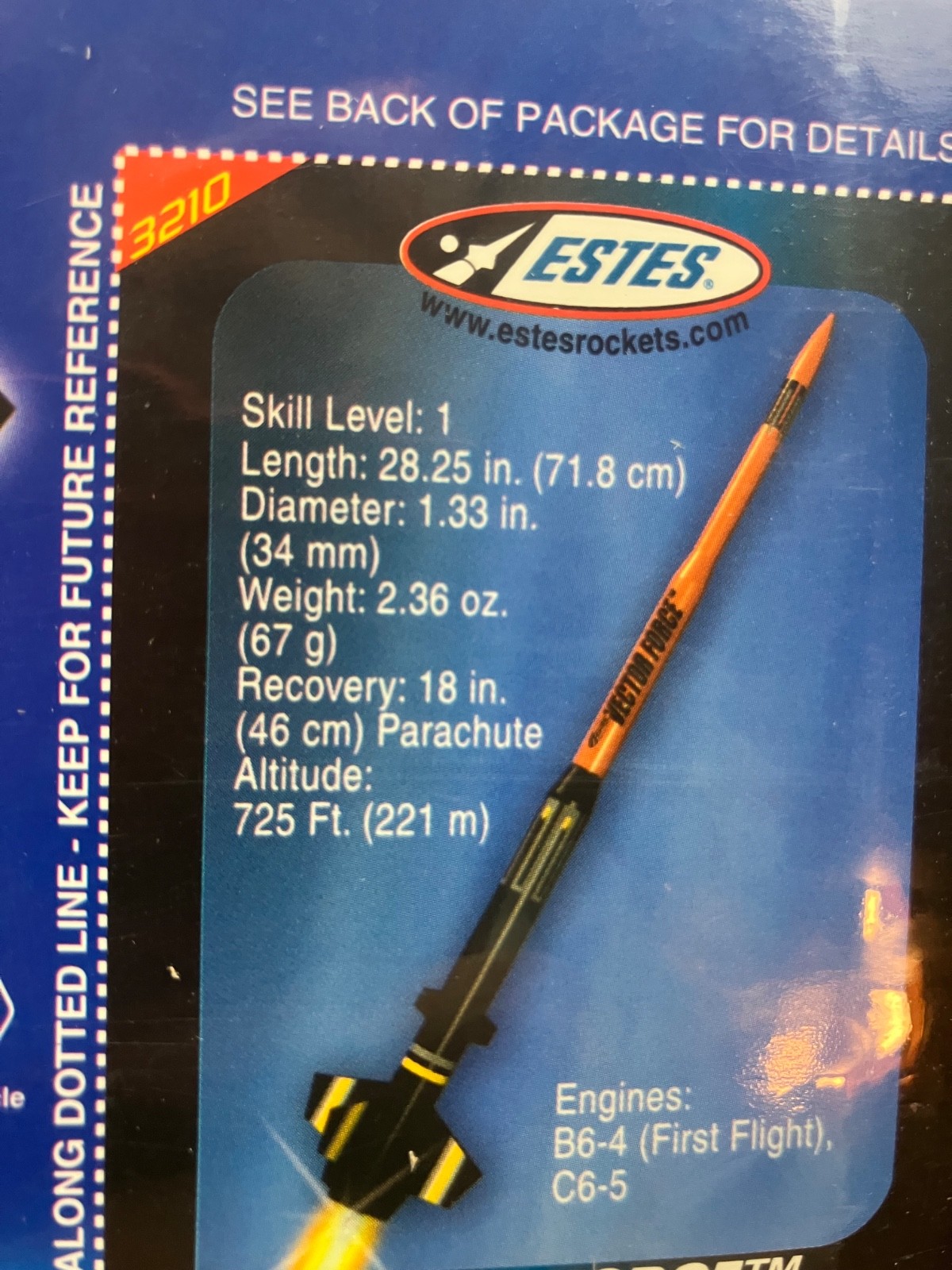 Estes Vector Force Flying Model Rocket Kit #3210 - Sealed