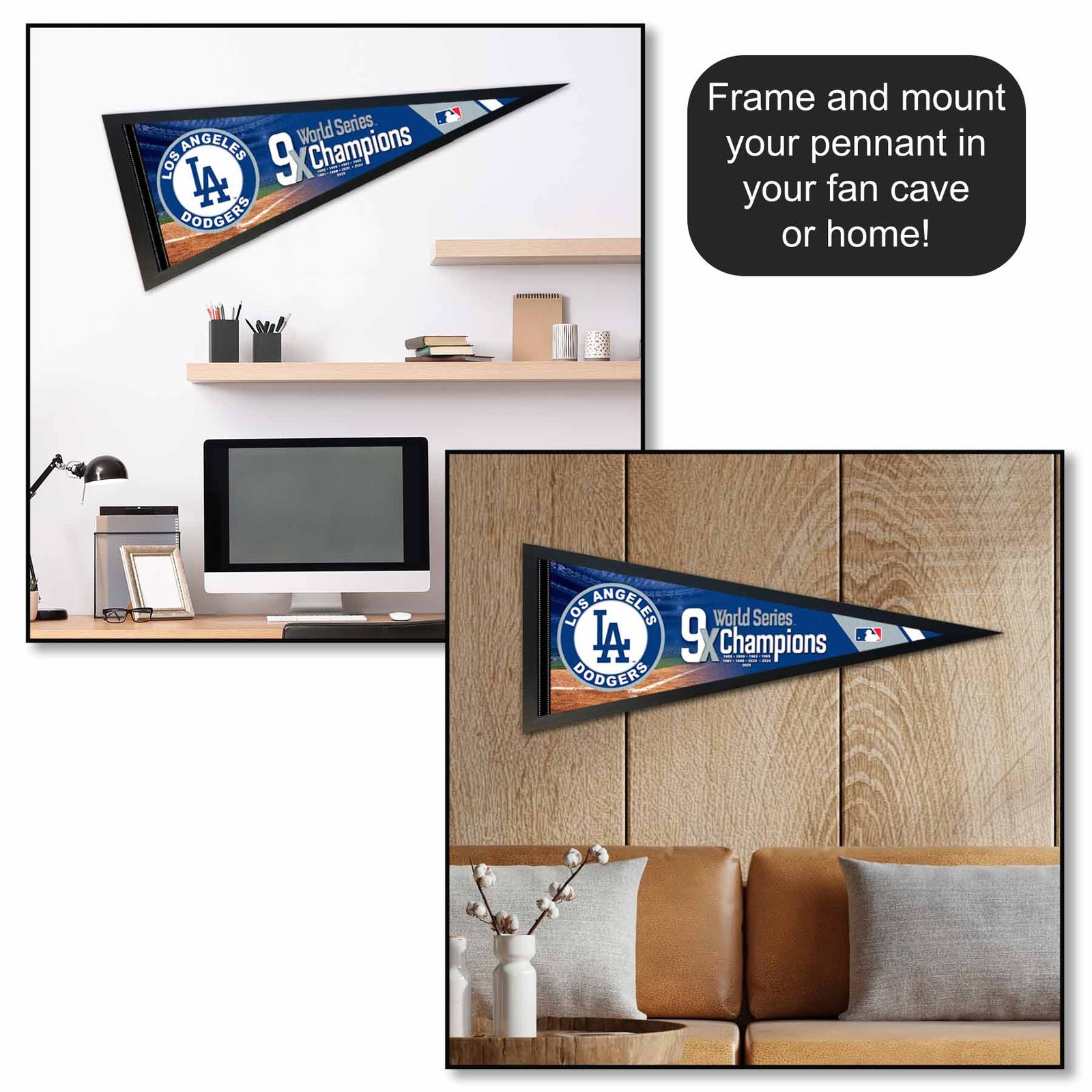 Los Angeles Dodgers 9 Time World Champions Premium Pennant