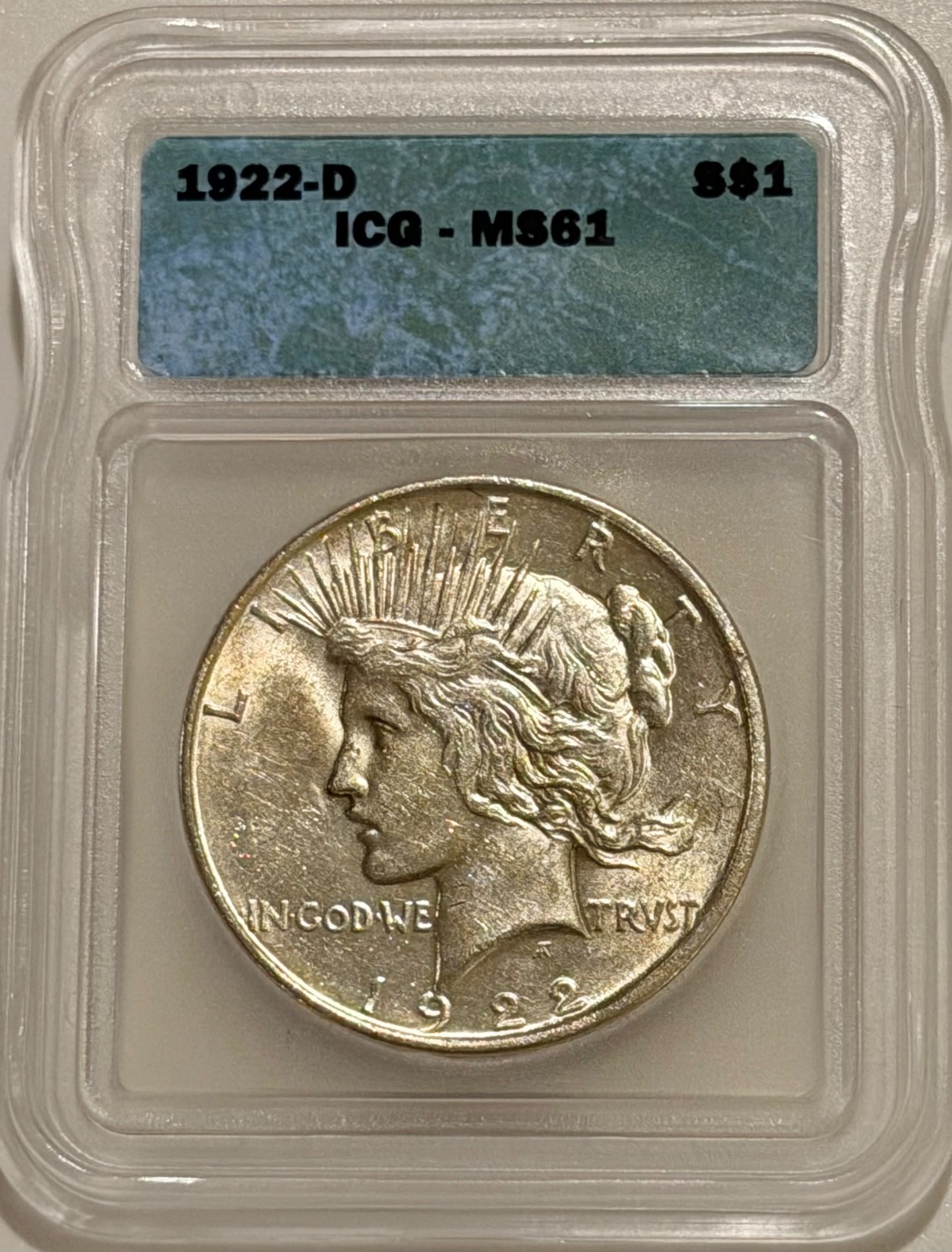 1922 D Peace Silver Dollar ICG MS61 Better Date Peace