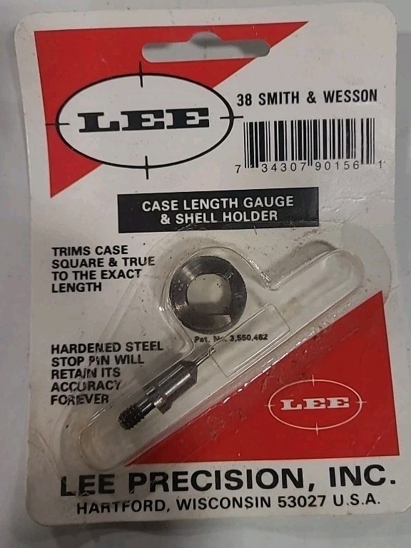 Lee Case Length Gage and Shell Holder .38 S&W #90156