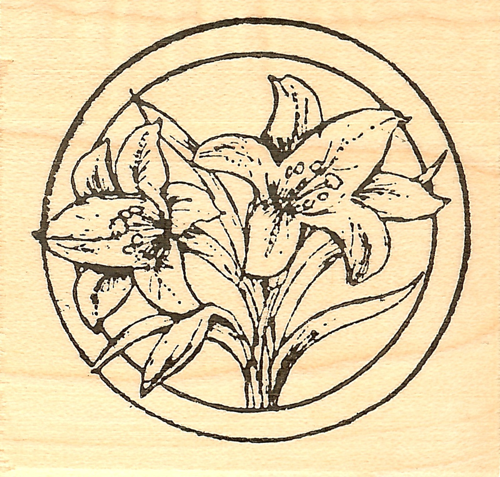 Easter Lilies Circle, Wood Mounted Rubber Stamp NORTHWOODS - NEW, C8464