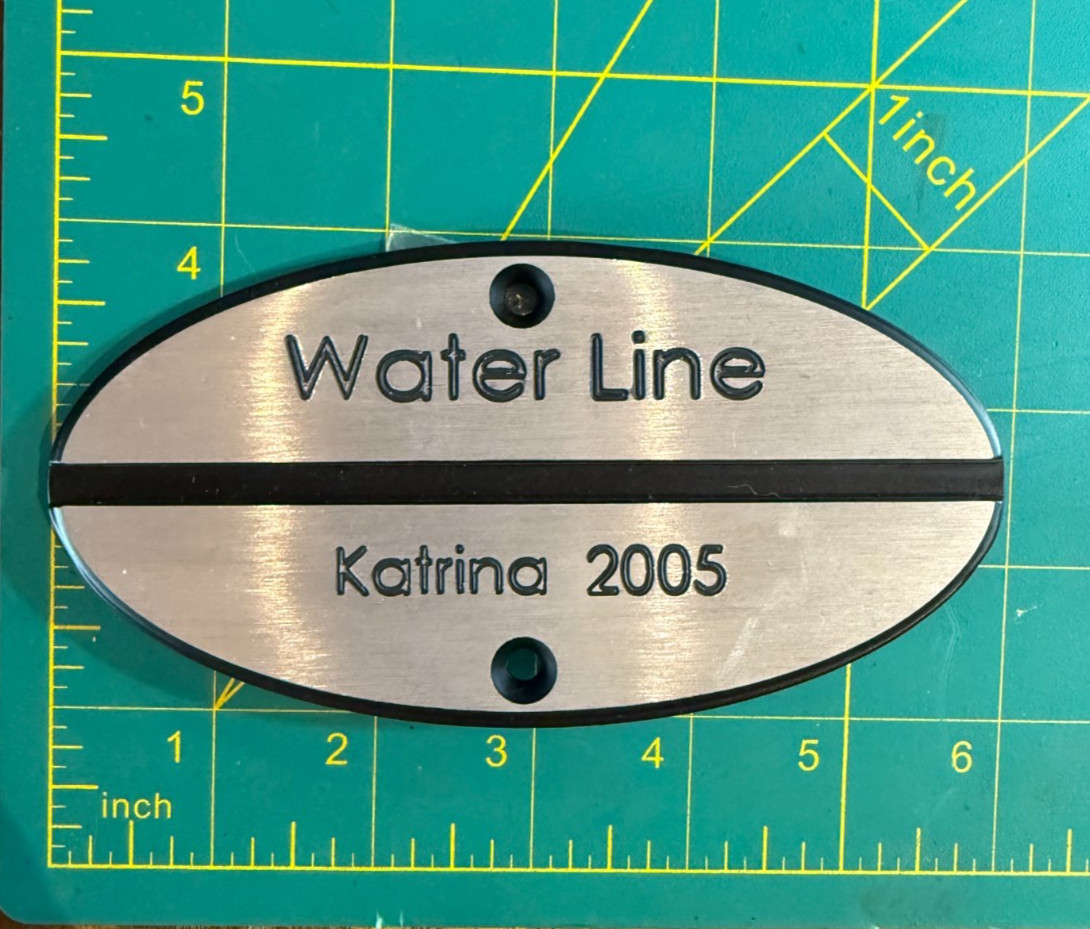 Hurricane Katrina 2005 Water Line Aluminum Plaque High Water Mark Flood Sign