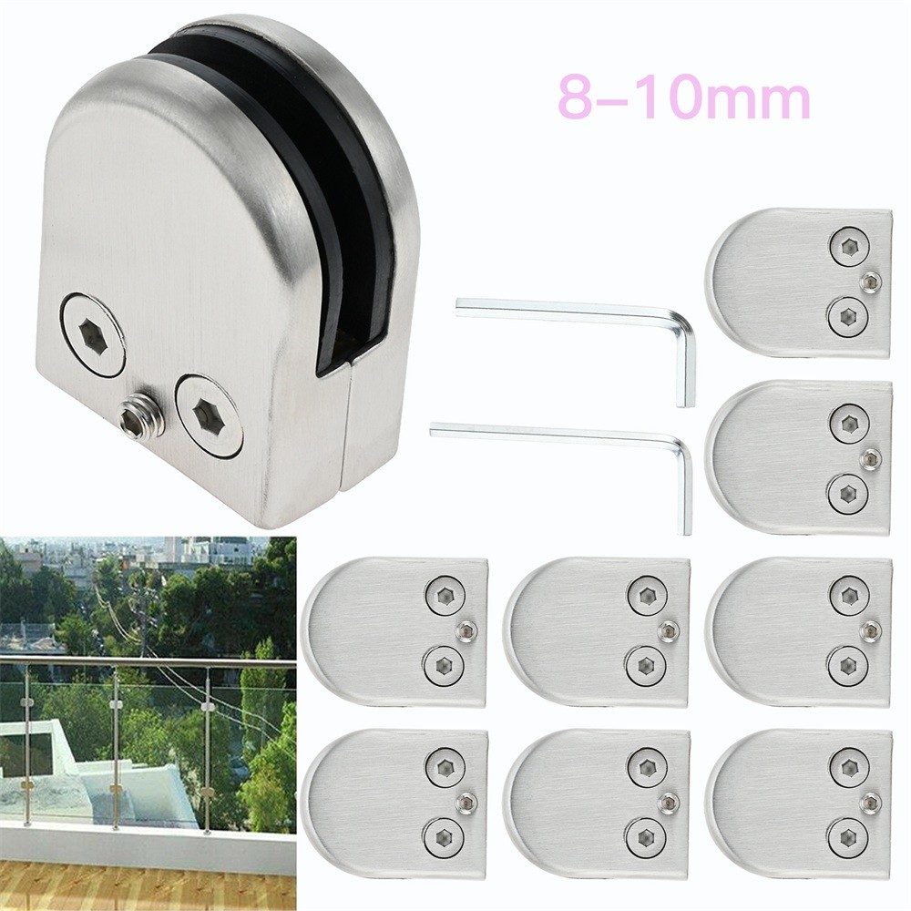 8Pcs Glass Clamps w Hex Screwdriver Brushed Nickel For 8-10mm Thickness Glass