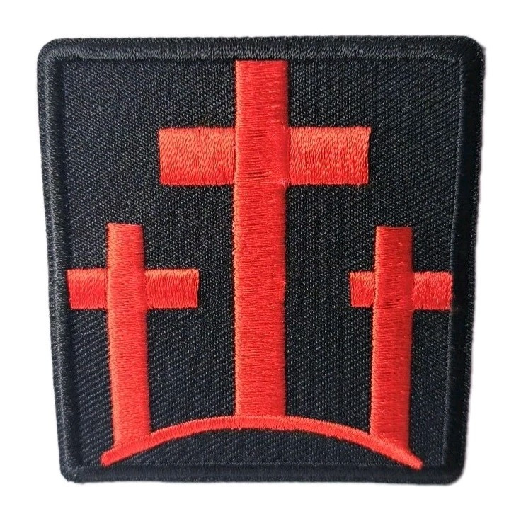 3 Three Christian Red Crosses Religious Embroidered Iron-On Patch 2.25" x 2.5"