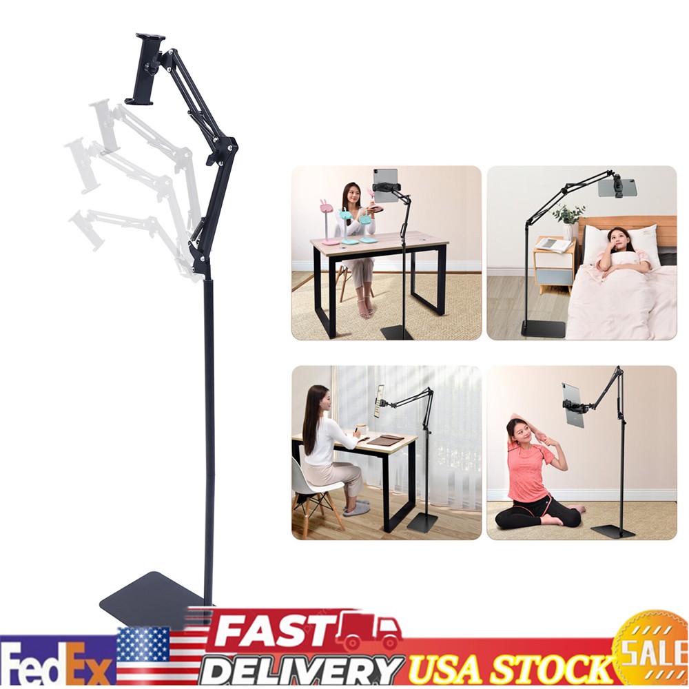 Universal 360° Tablet Holder Floor Stand Clamp Adjustable for 4-11in Phone iPad