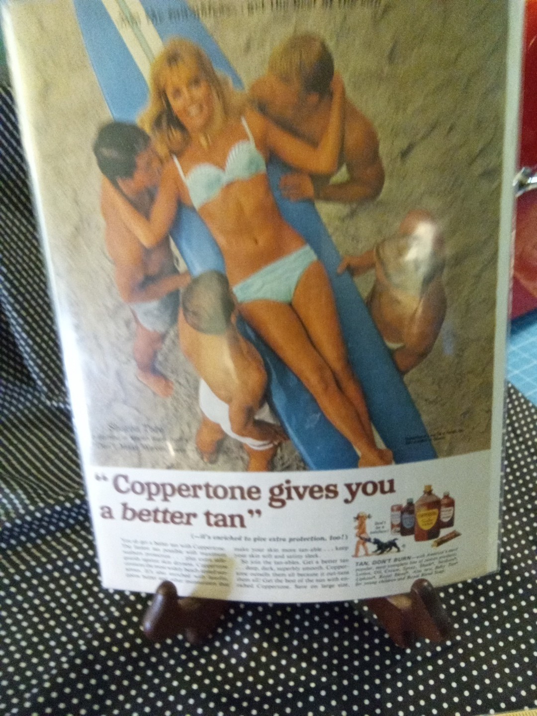 vintage advertising display Coppertone With Sharon Tate