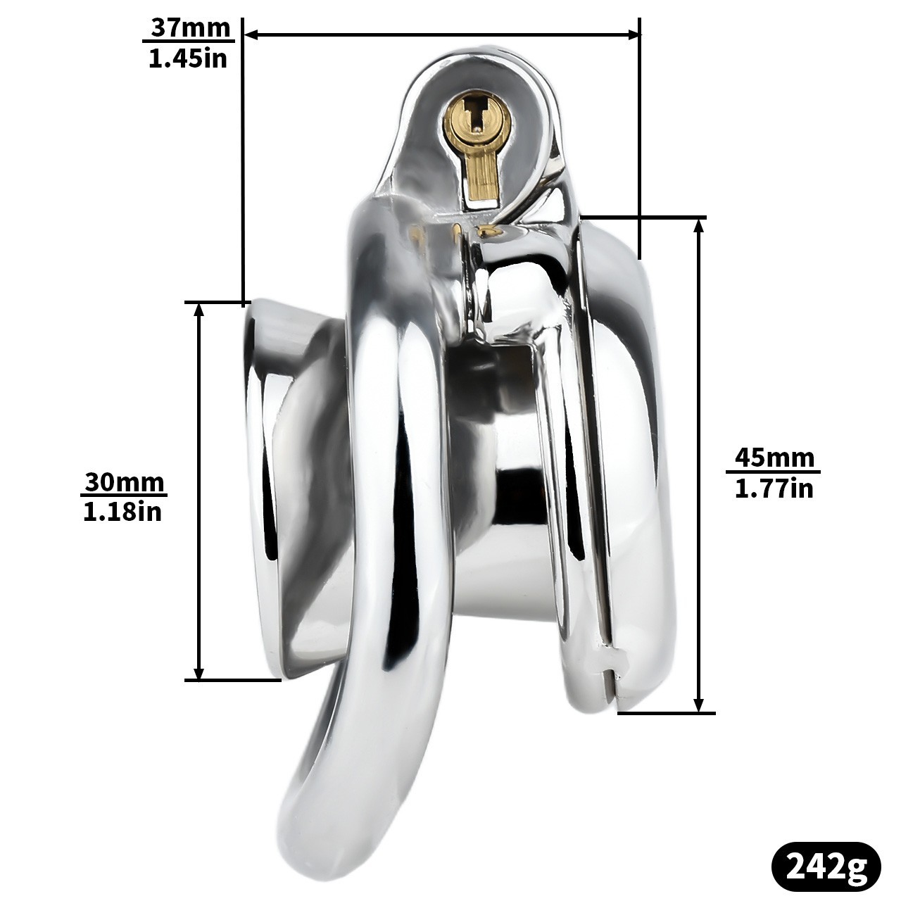 New Chastity Cage Device Male Stainless Steel Lockable Flat Cage 45mm 50mm Ring