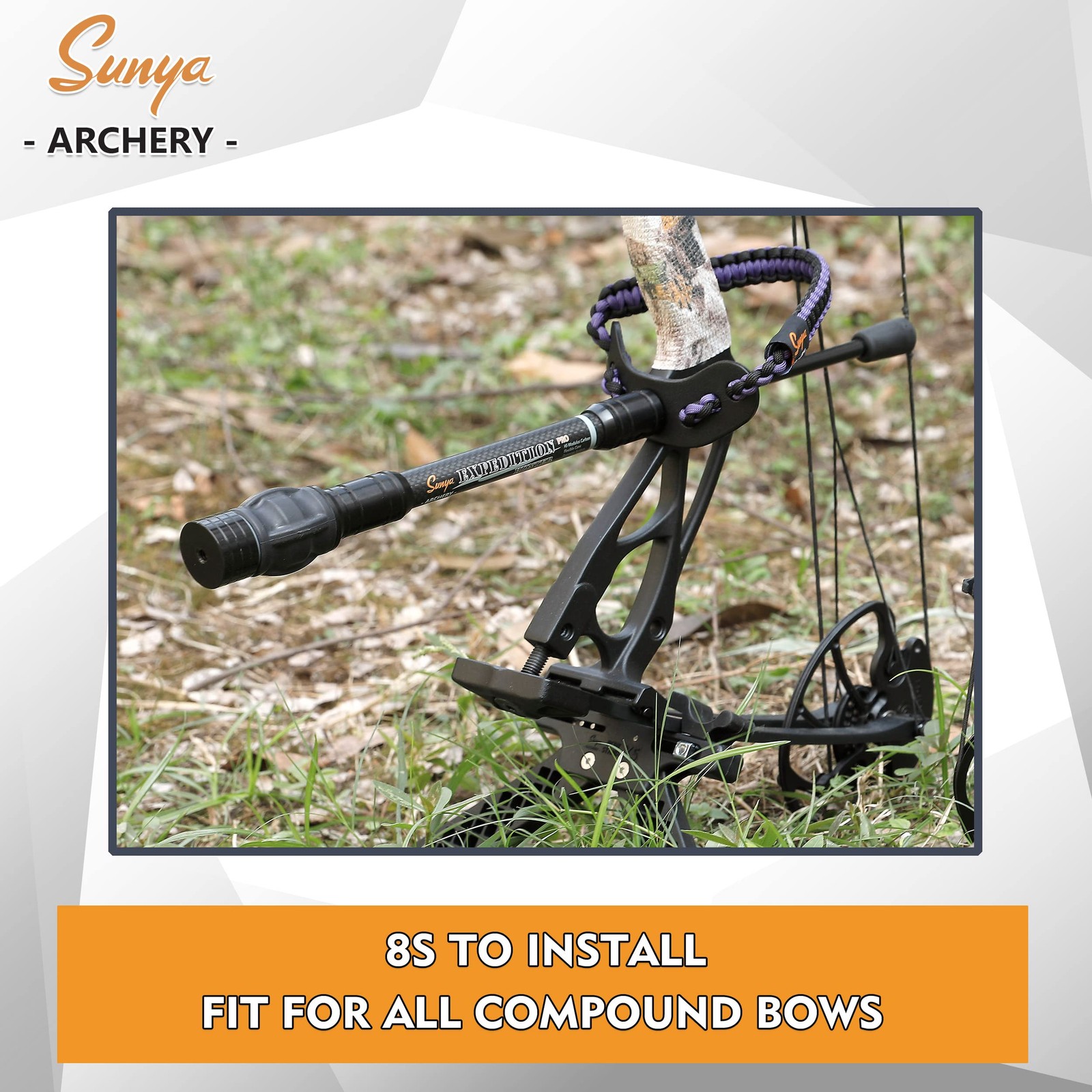 SUNYA Archery Stabilizer for Compound Bow, Carbon Fiber 8", Black 8"