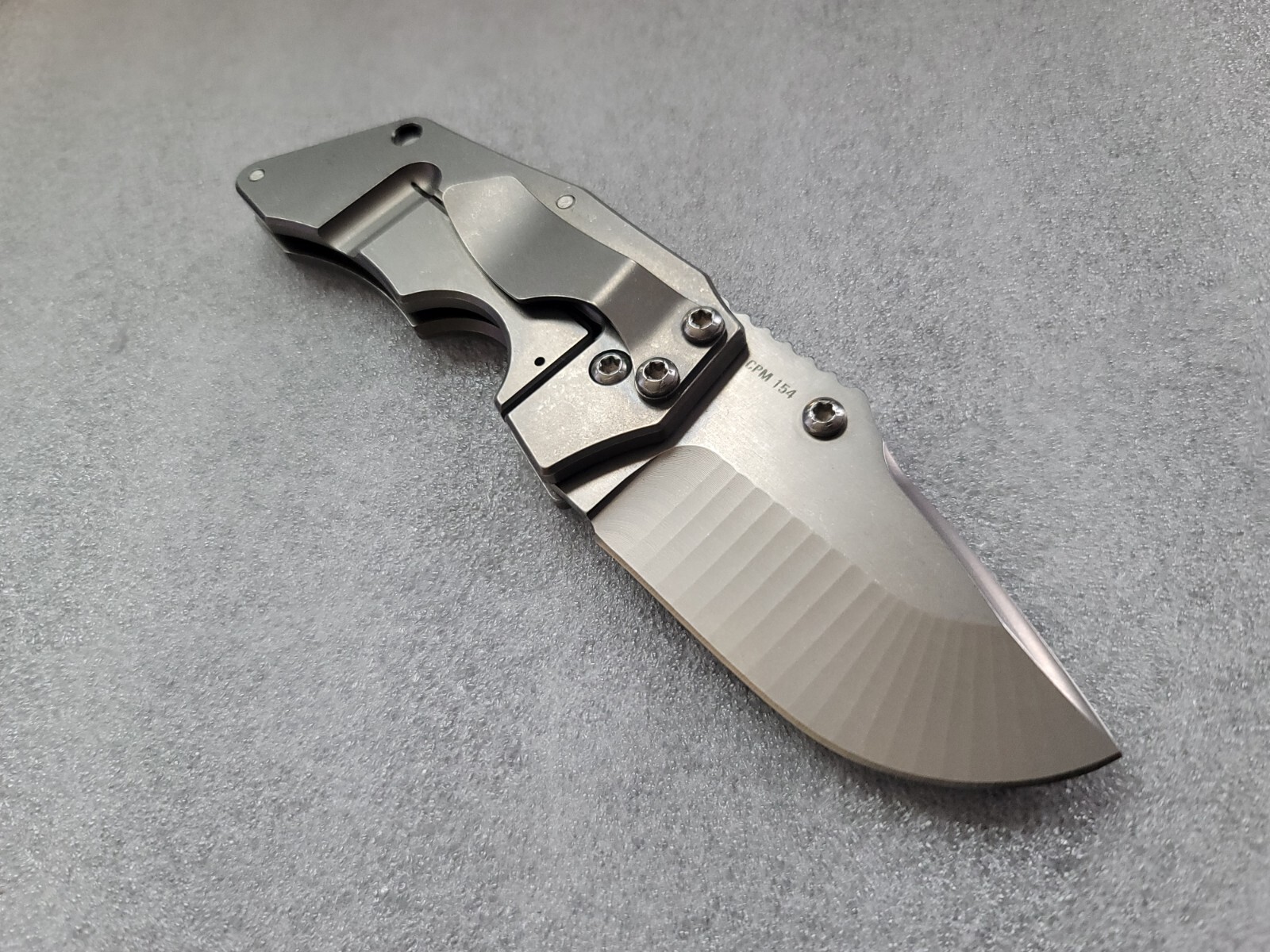 Jim Burke Custom Knives Runt, CPM-154, Fluted Grind, Deep Hollow Swedge, Full Ti