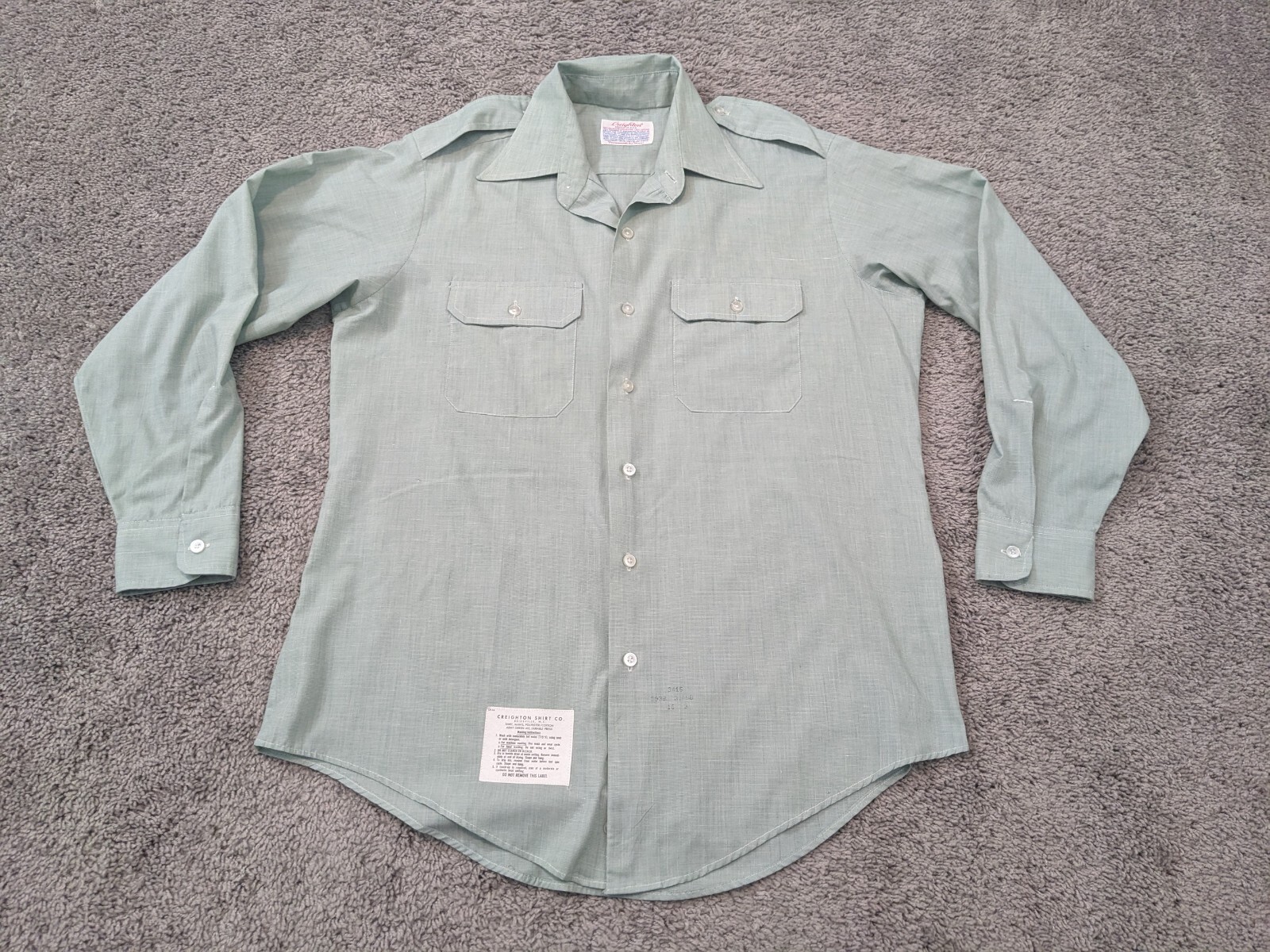 Creighton Button Up Shirt Mens 16 31 Military Style Pockets Made in USA