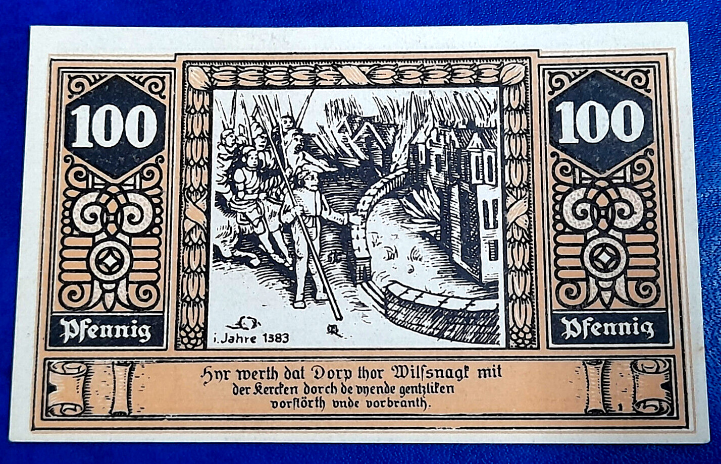 WILSNACK NOTGELD 100 PFENNIG 1922 EMERGENCY MONEY GERMANY BANKNOTE (31844)