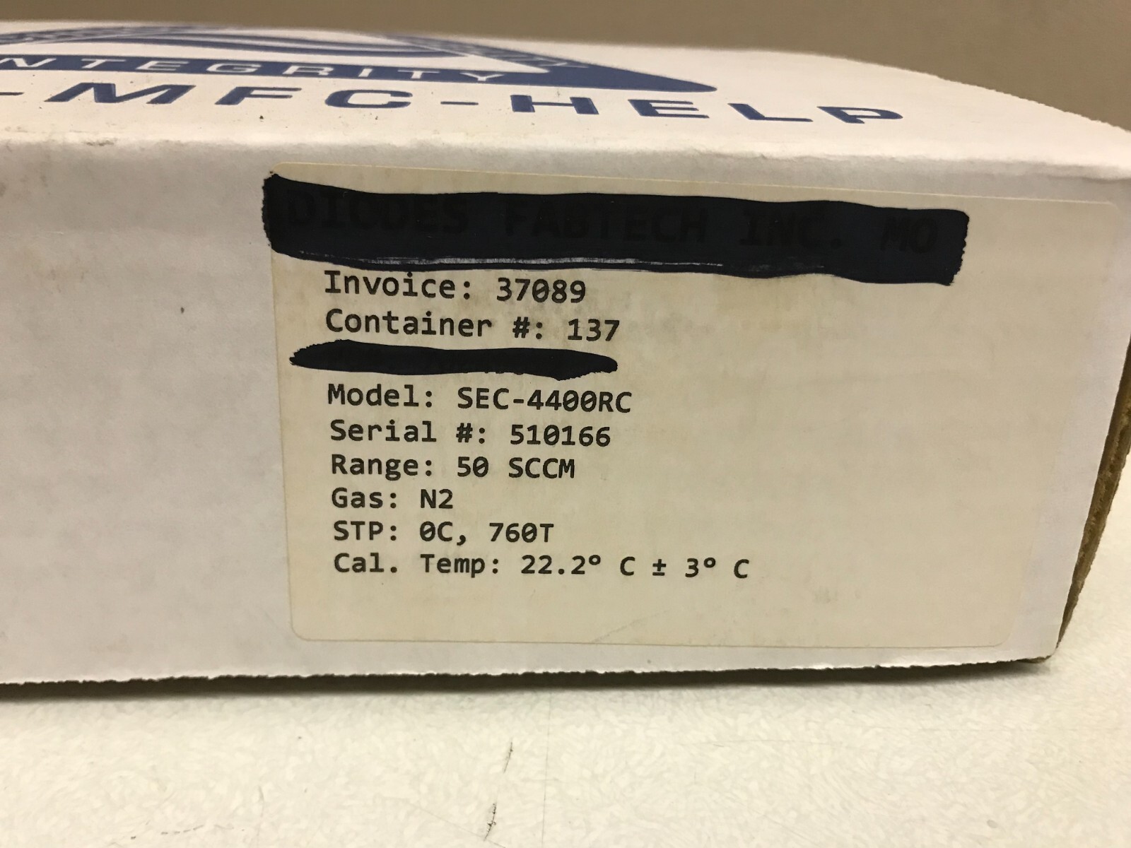 STEC SEC-4400RC Mass Flow Controller 50 sccm N2 Gas