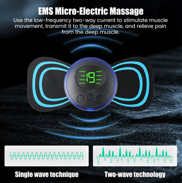 Portable EMS Neck Massager – 8 Modes, 19 Levels, Muscle Relaxat
