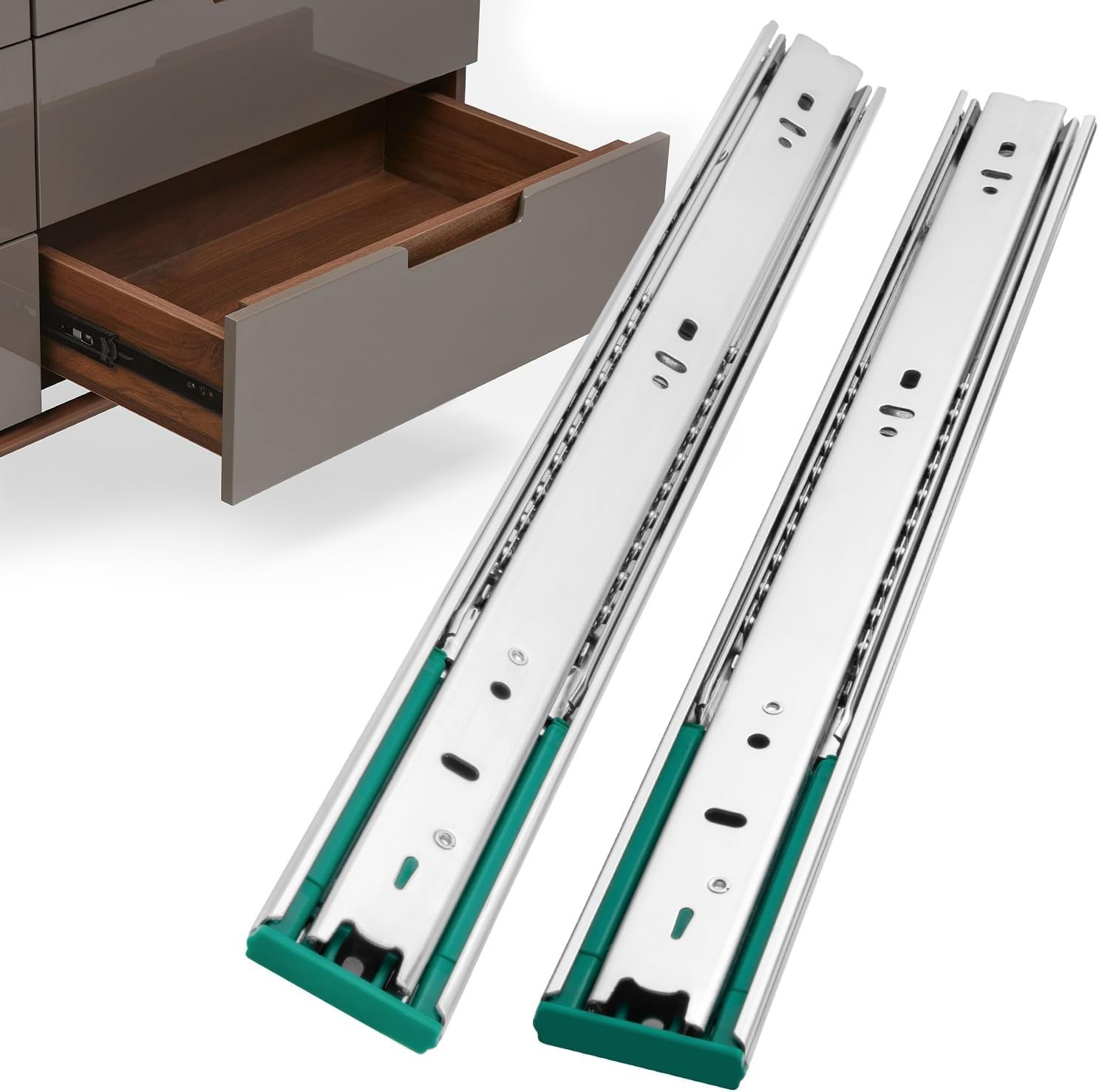 10 Pairs 20" Soft Close Drawer Slides Heavy Duty Side Mount Cabinet Rails 100lbs