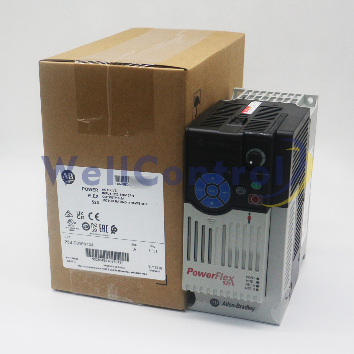 New Sealed Allen-Bradley 25B-D010N104  Powerflex 525 AC Drive 5HP 4.0KW