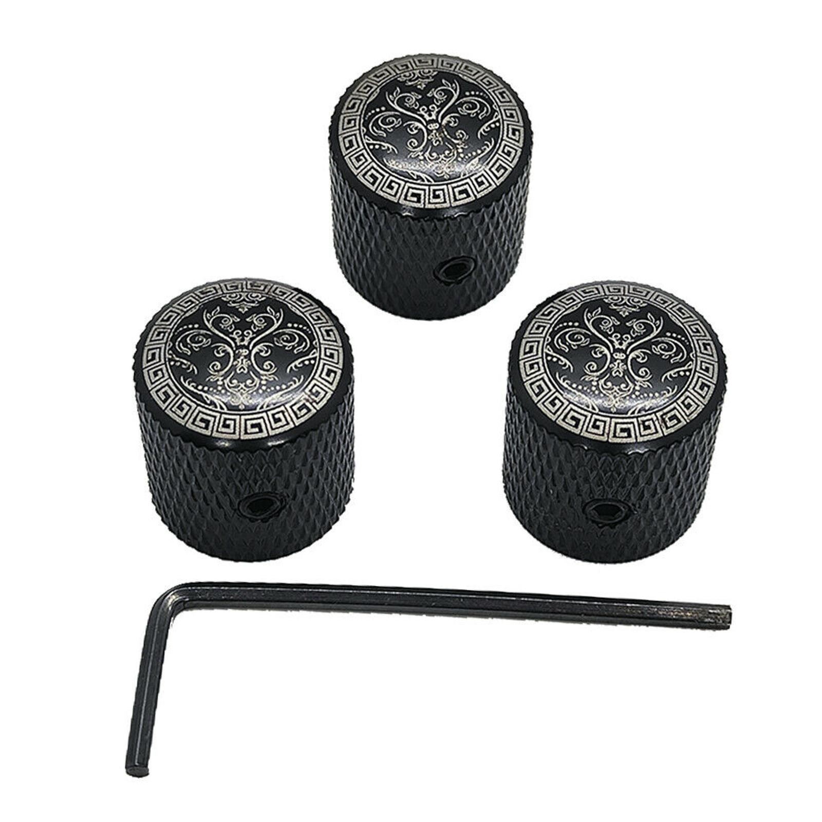 3Pack Knurled Volume Tone Control Knob Switch Replacement Cap Electric Guitar