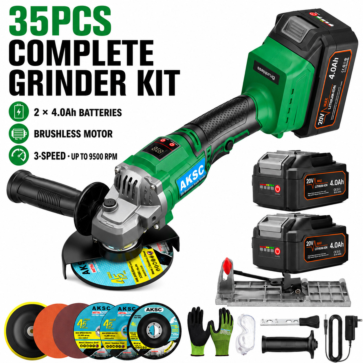 Cordless 4 1/2-Power Angle Grinder for Makita 20V Max Battery Brushless 9500 RPM