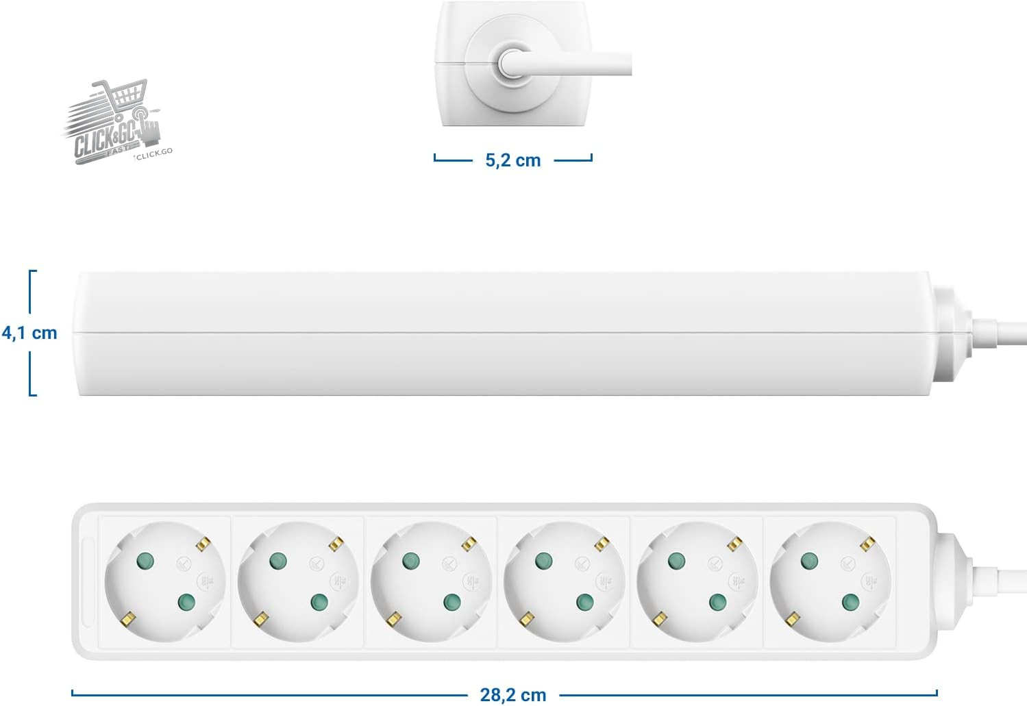 6 Outlet Compartments With Flat Connector Electrical Cable for Inter