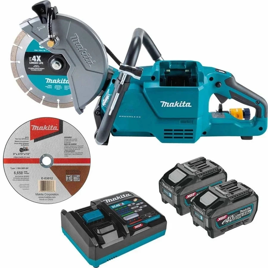 Makita GEC03T 40V Li-Ion Cordless Concrete Saw Bundle 230mm (9") 2 Batteries