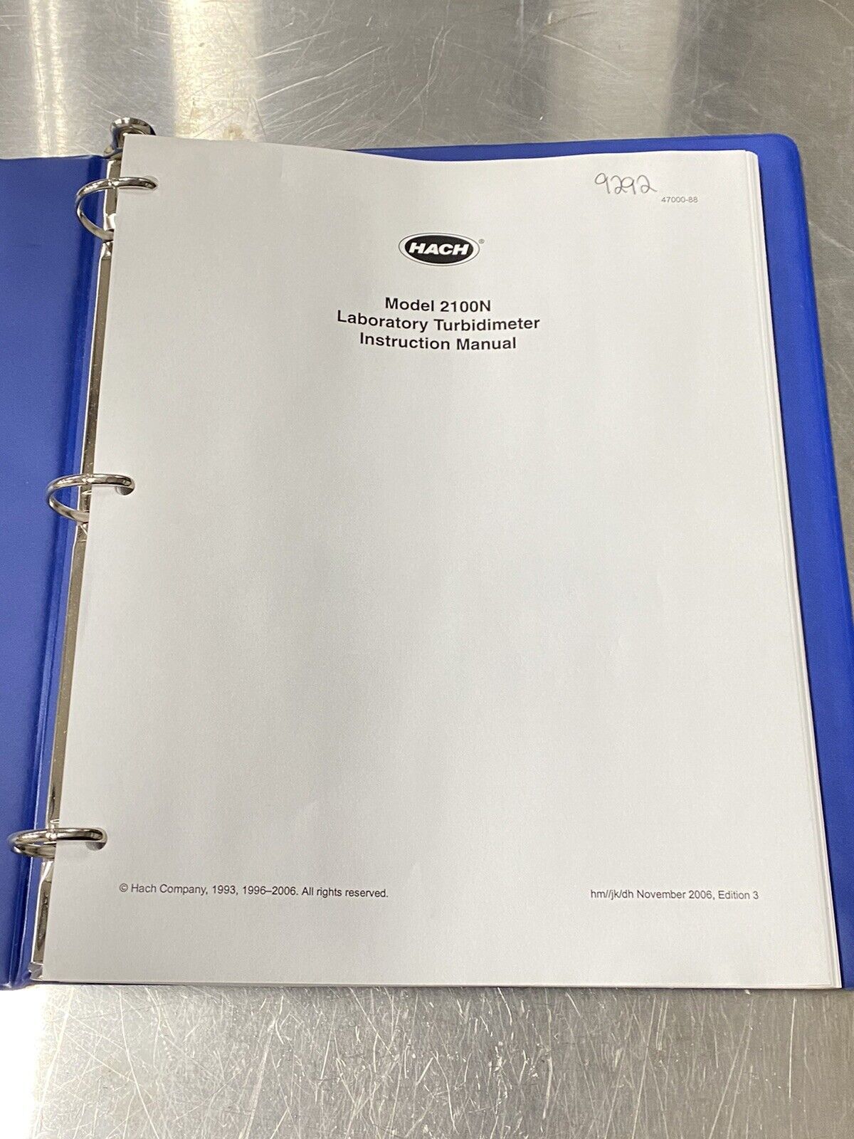 Hach 2100N Lab Turbidimeter - Users Manual / Instructions
