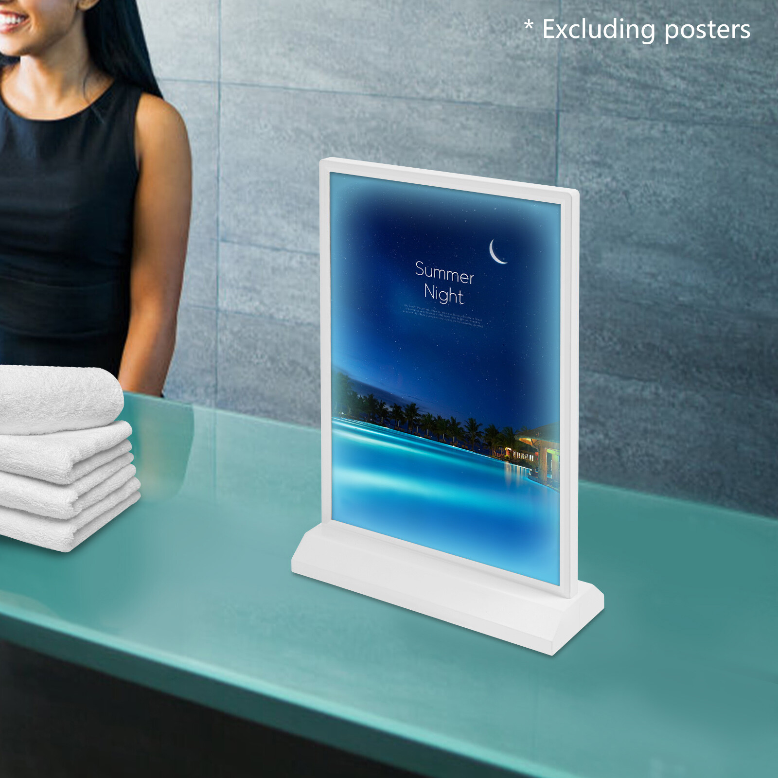 LED Sign Holder Tabletop Advertising Rack Desktop Light Up Menu Holding Tool