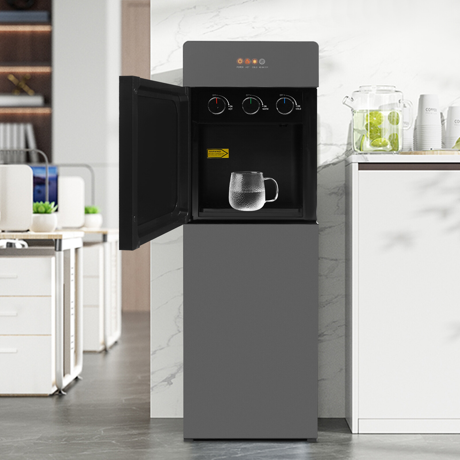 Bottom-Loading Water Dispenser with Hot and Room Temperature Options For Home