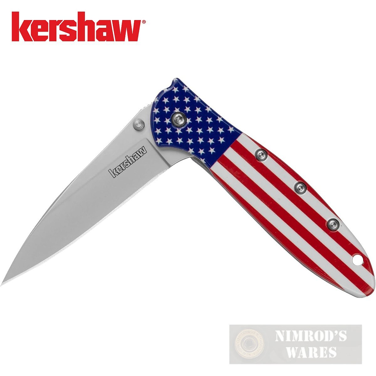 Kershaw LEEK KNIFE USA Flag 3" Folding EDC Stars & Stripes 1660USA FAST SHIP