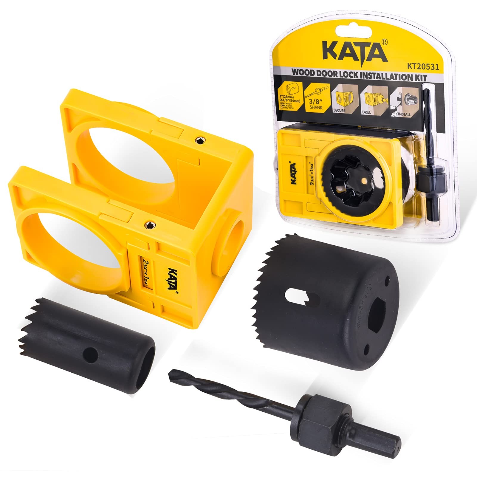 KATA 1-3/8" - 1-3/4" Door Lock Installation Kit for - 1-3/4", Yellow