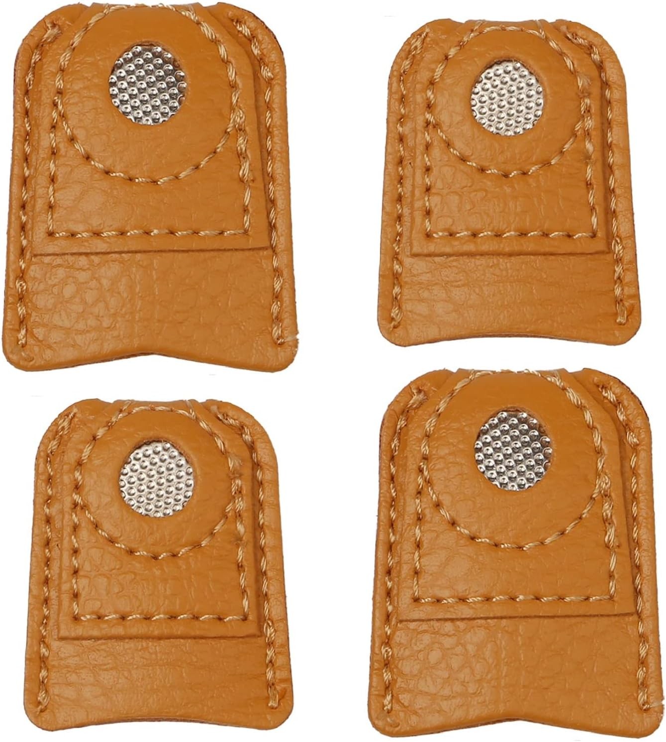 4-Piece Leather Finger Protector Coin Thimble Pads for Hand Sewing Quilting