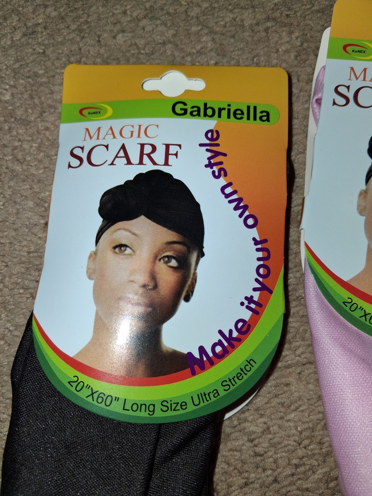 Lot Of 4 Hair Wrap for Women Long Stretch Head Scarf Pink Yellow Brown Red