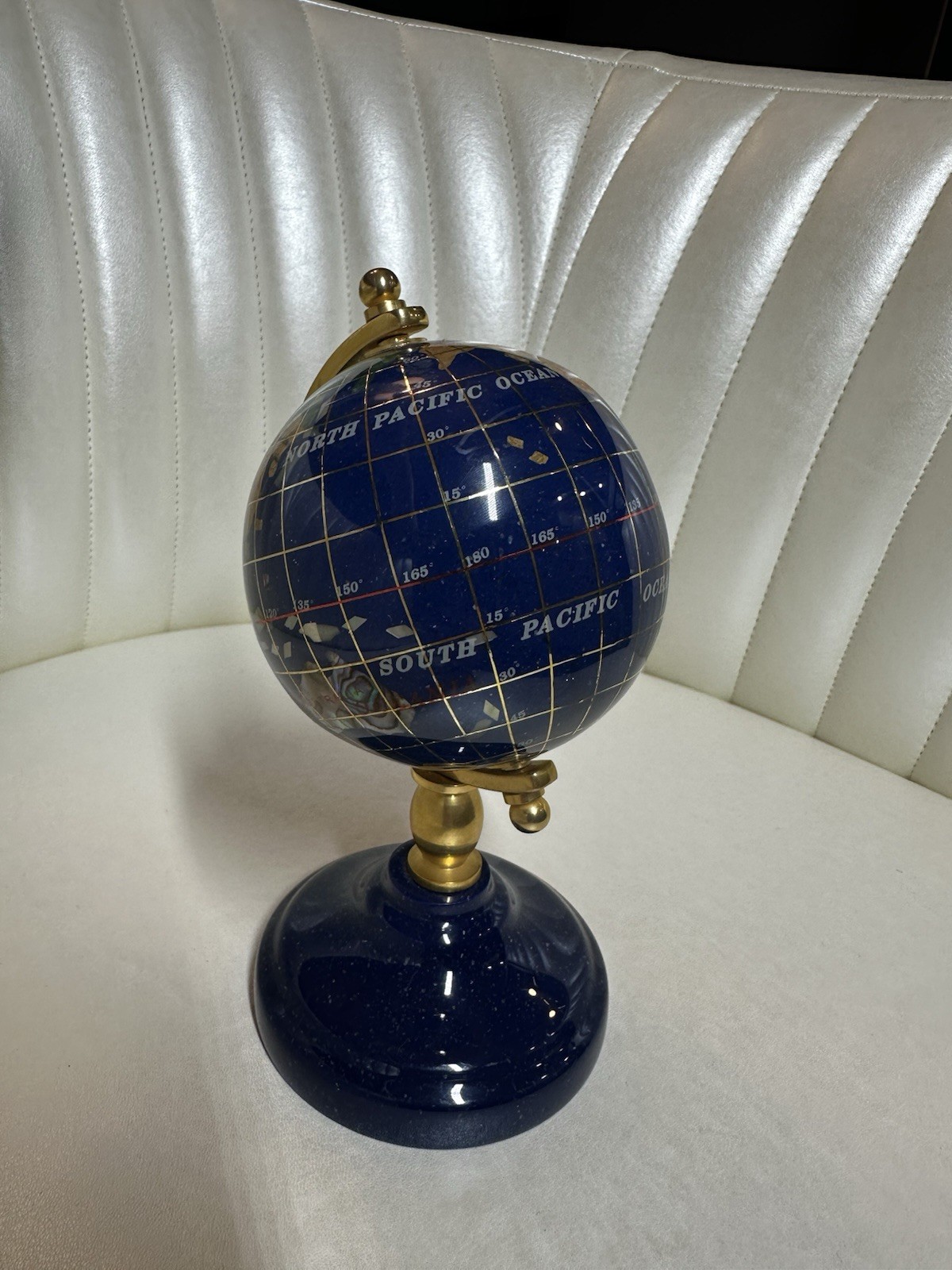 Lapis Lazuli Semi Precious Gemstone Inlay Globe Small 7”