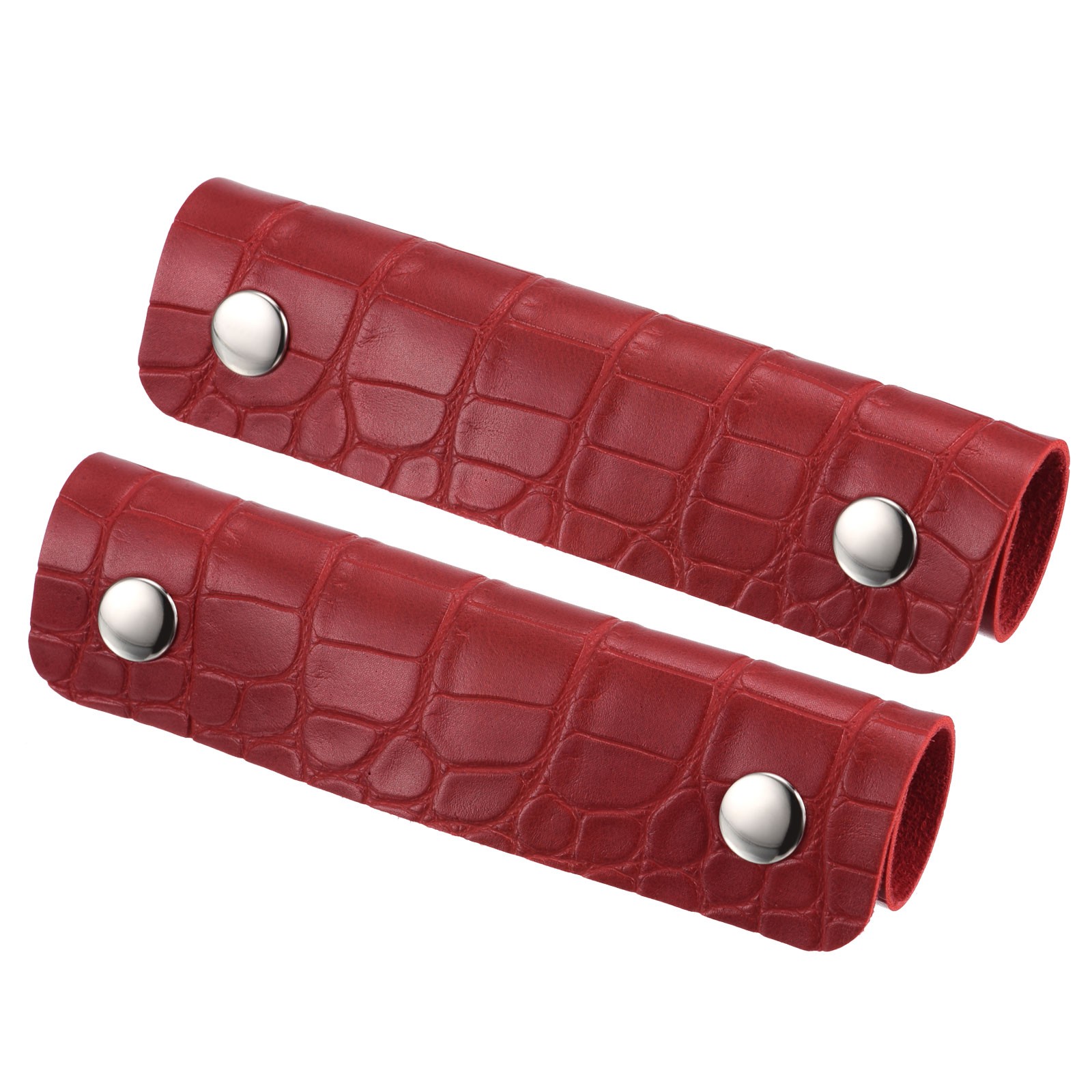 Luggage Handle Wrap, 2 Pack Irregular Pattern PU Handbag Grip with Clasp, Red