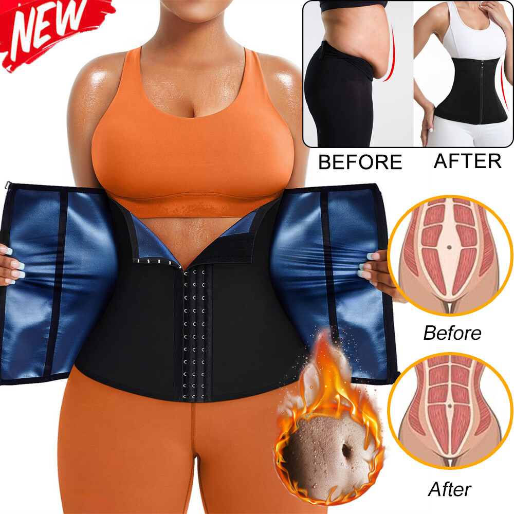 Mens Women Sauna Sweat Waist Trainer Belt Fat Burner Tummy Control Girdle Shaper