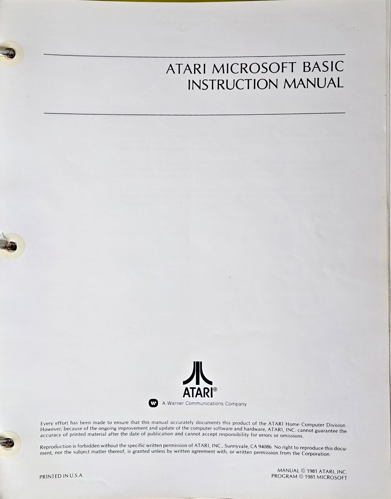 Set Of Atari vintage 1981 programming manuals for the Atari 400/800 & Atari 800