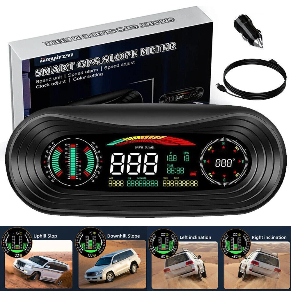ANCEL GPS HUD Car Digital Head Up Display Gauge Speedometer Turbo RPM Alarm Temp
