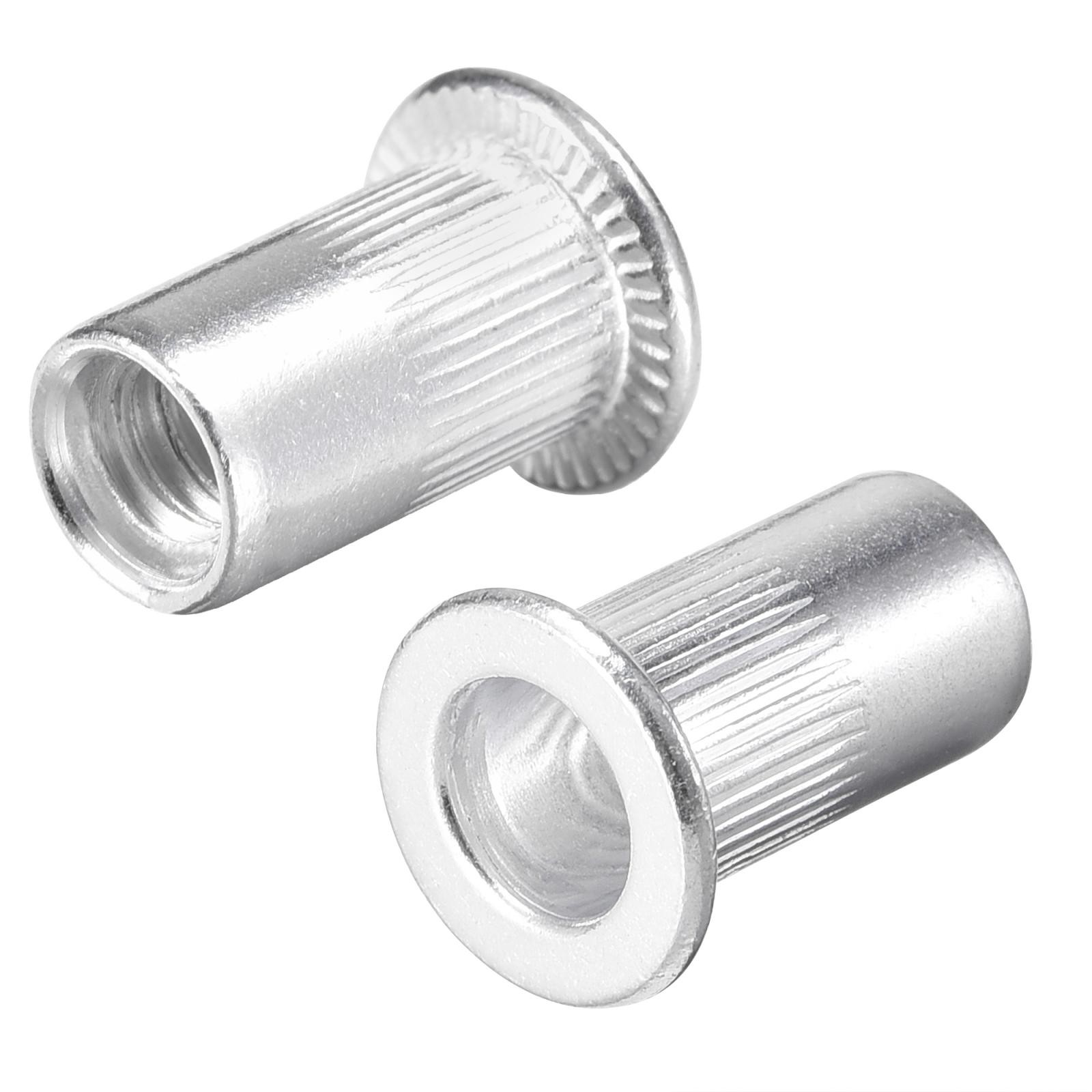 #10-24 Rivet Nuts Aluminium Alloy Knurled Flat Head Threaded Insert Nut 50pcs
