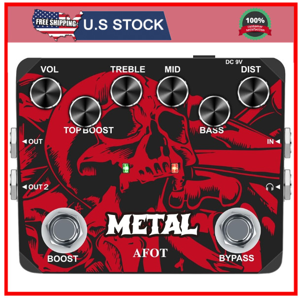 AFOT Heavy Metal Distortion Guitar Pedal, Realize the Black