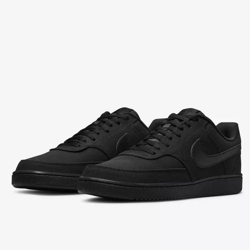 Nike Court Vision Low Canvas Next Nature Shoes Triple Black DJ6260-001 NWOB