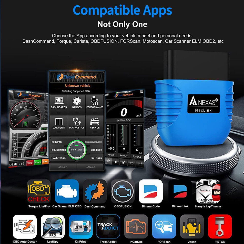NEXAS OBD2 Scanner Car Code Reader Motorcycle Check Engine Light Bluetooth APP
