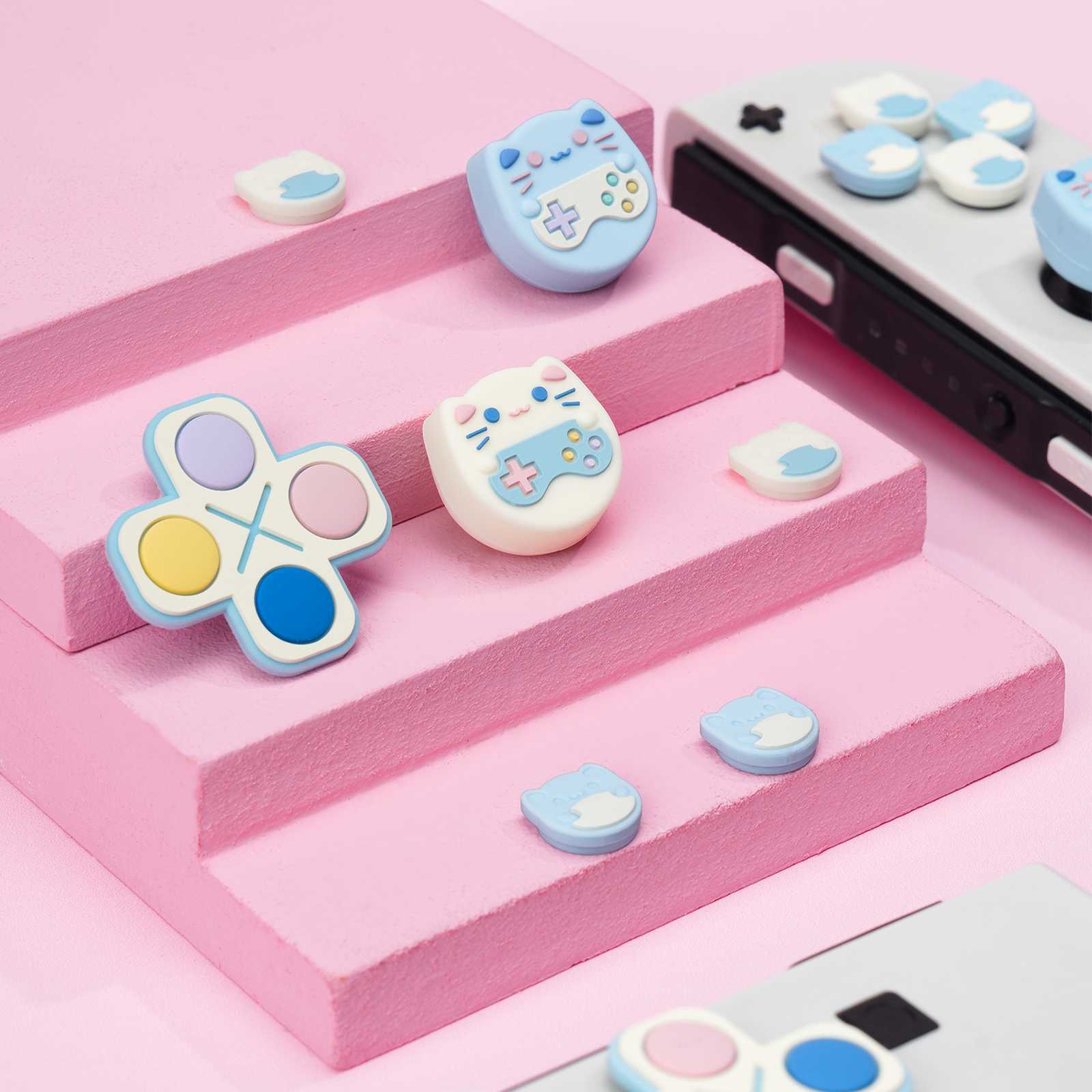GeekShare D-Pad Button Caps & Thumb Grips for Nintendo Switch/ OLED Game Cat