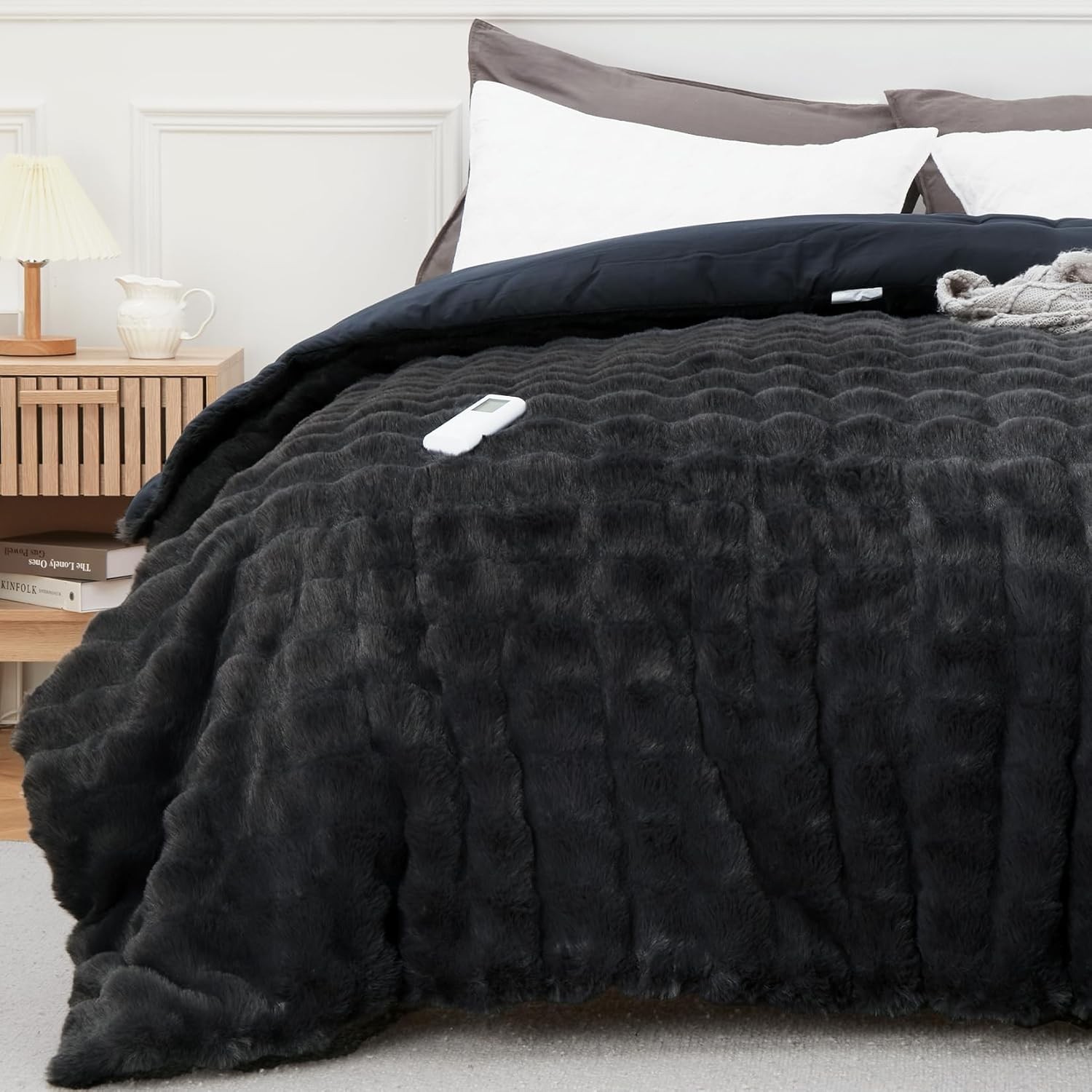 King Size Electric Heated Throw Blanket with Wireless Controller 104 x 90 inch