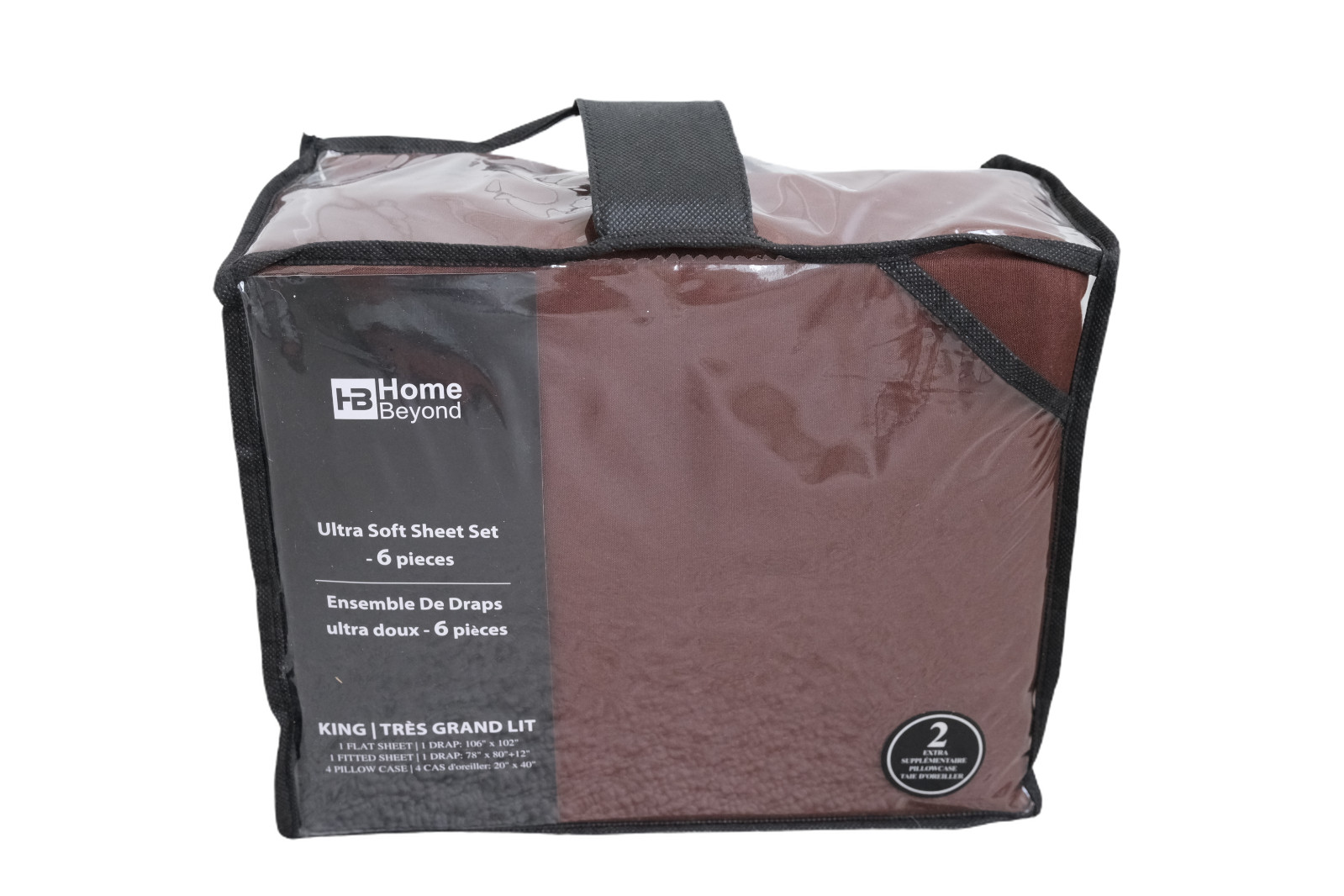 Home Beyond King Sheet Set 6pc Ultra Soft Brown 100% Polyester Deep Pocket