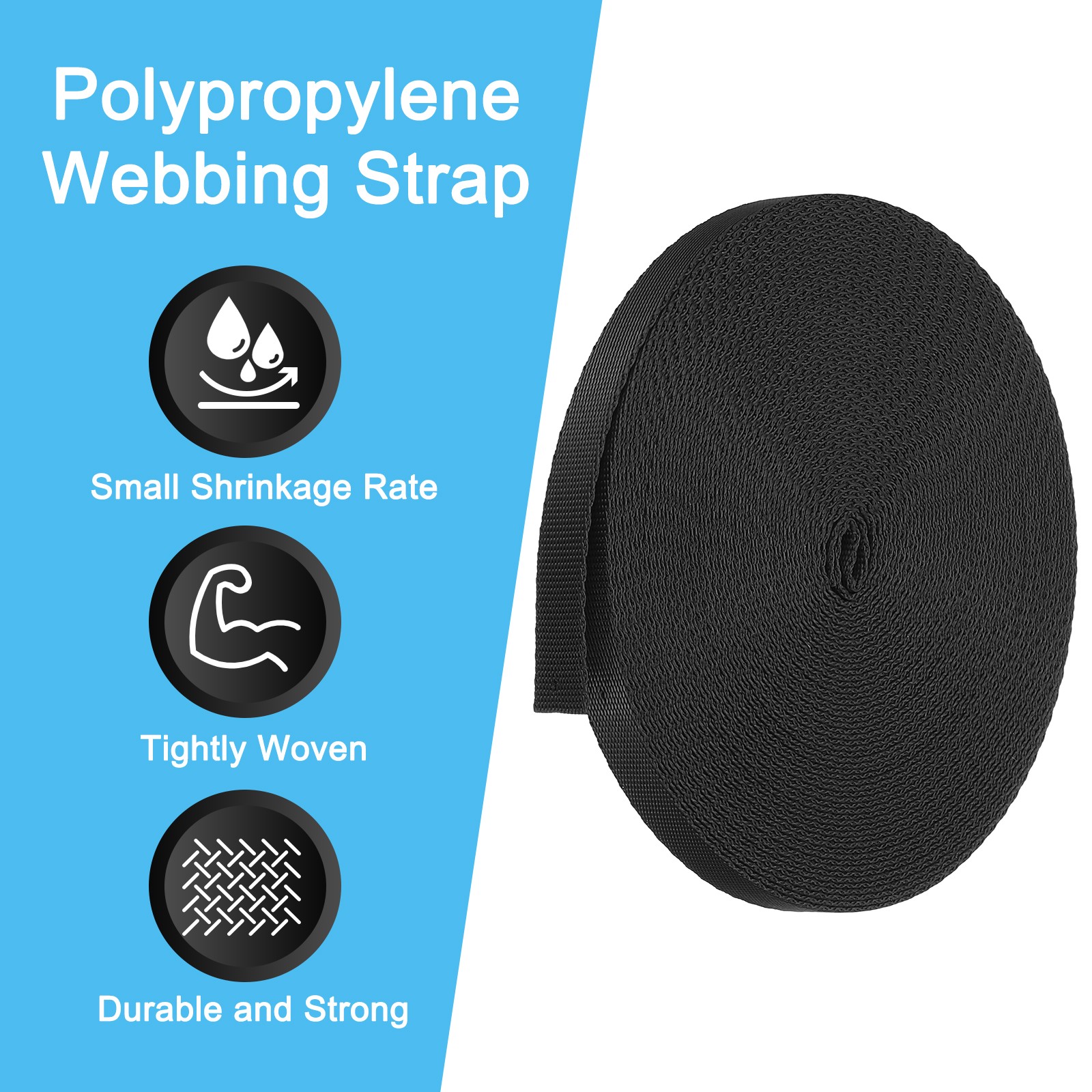 12 Yard Webbing 3/8 Inch Polypropylene Webbing Strap Chair Straps Black