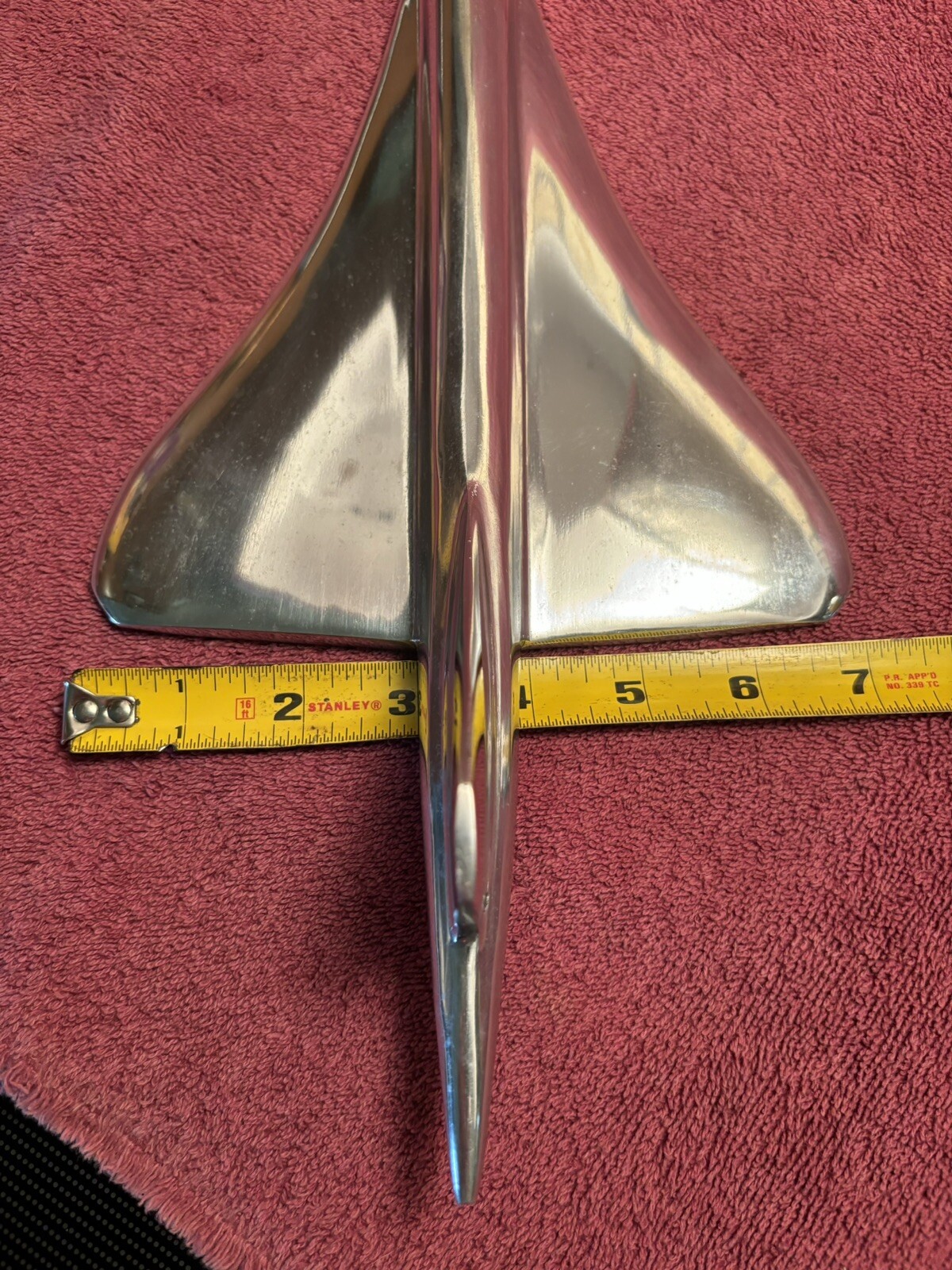 DESKTOP SUPER SONIC TRANSPORT MODEL W/ STAND, POLISHED ALUMINUM 18” LONG