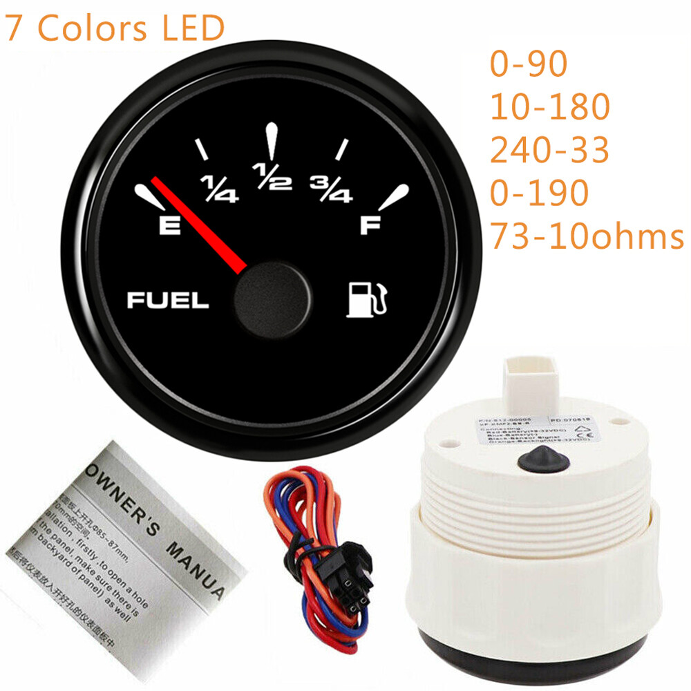 Fuel Level Gauge 0-90ohms 10-180 240-33 73-10 for Car Boat 7 Color LED USA STOCK