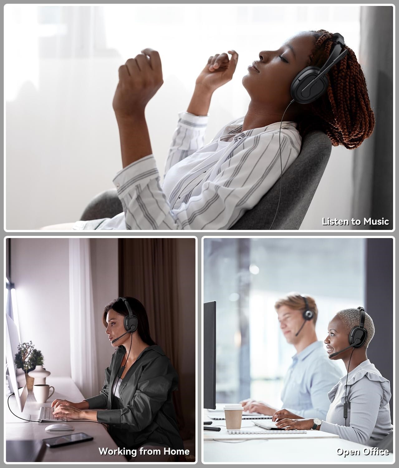 Headset with Mic, Computer Headset with Microphone, USB Headset with Microphone,