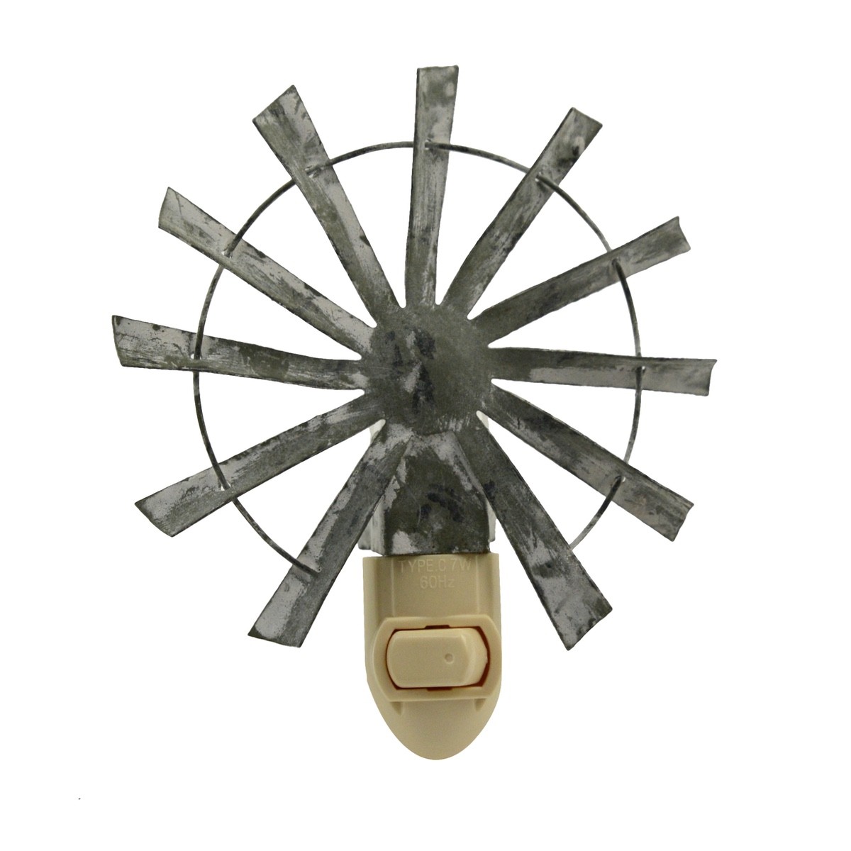 Vintage Metal Windmill Bathroom Night Light Plug-In Wall Lamp Bulb Nightlight